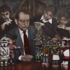 Ο Malraux, οι γιοι του και οι κούκλες Kachina του, ακρυλικά, κάρβουνο και ξηρό παστέλ σε καμβά 2019